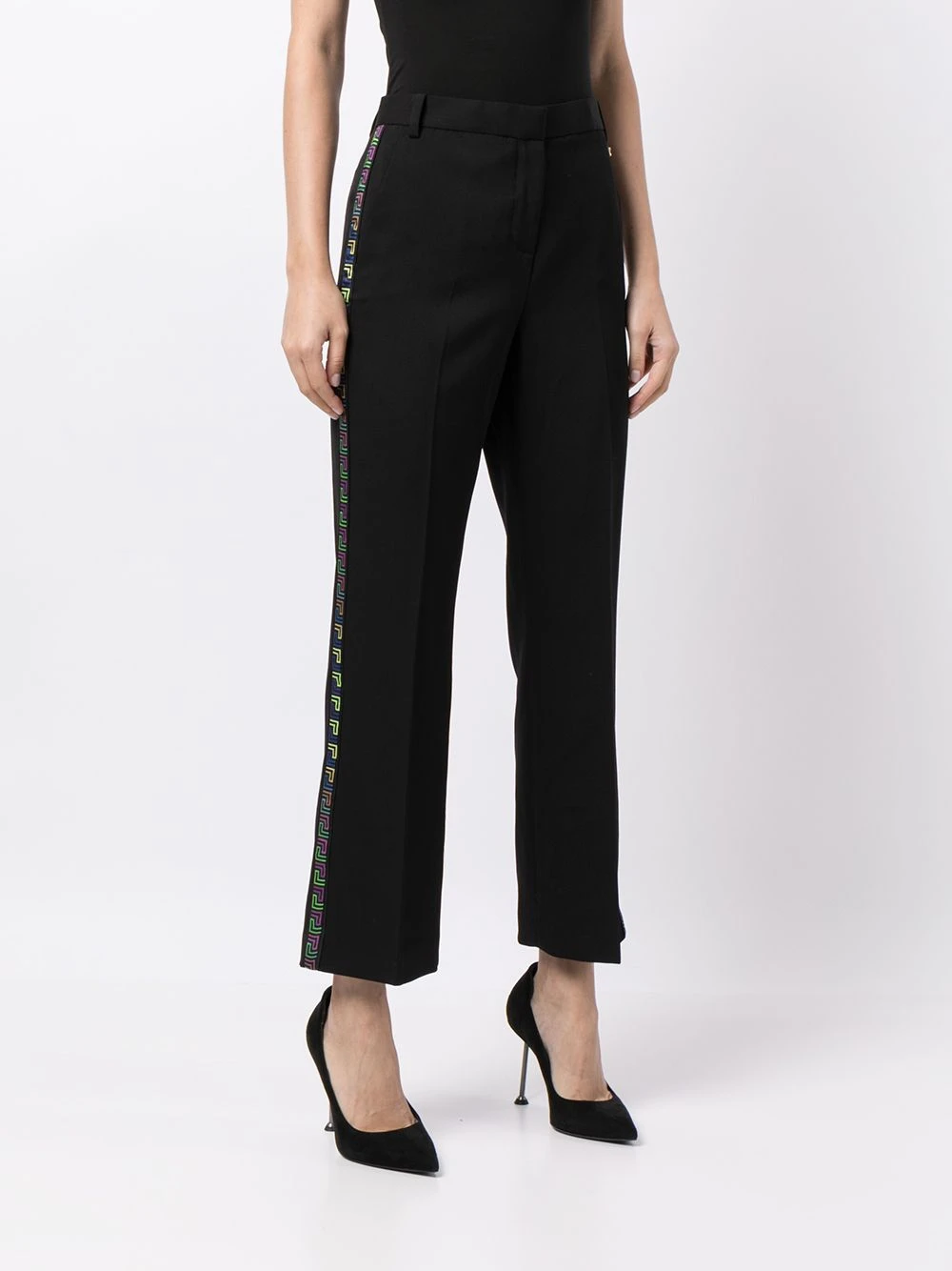 Versace Se Vend Bas Prix Pantalon de tailleur à bandes Greca pantalons de costume femme 5 Versace pantalon de tailleur à bandes Greca