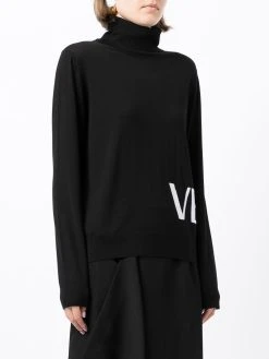 Versace pull en laine à logo en intarsia