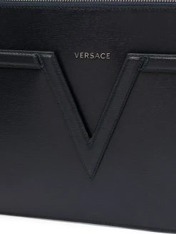 Versace pochette en cuir à logo