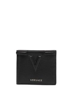Versace portefeuille pliant à logo embossé