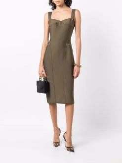 Versace robe mi-longue à détails d'épingles