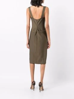 Versace robe mi-longue à détails d'épingles