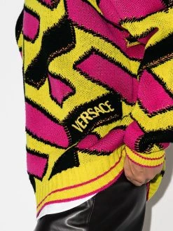Prix Légers Versace Pull La Greca en maille jacquard pulls homme 10 Versace pull La Greca en maille jacquard