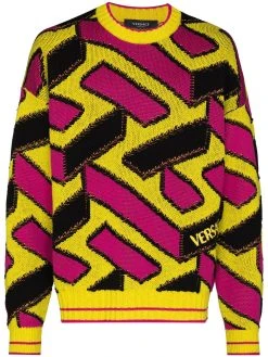 Versace pull La Greca en maille jacquard