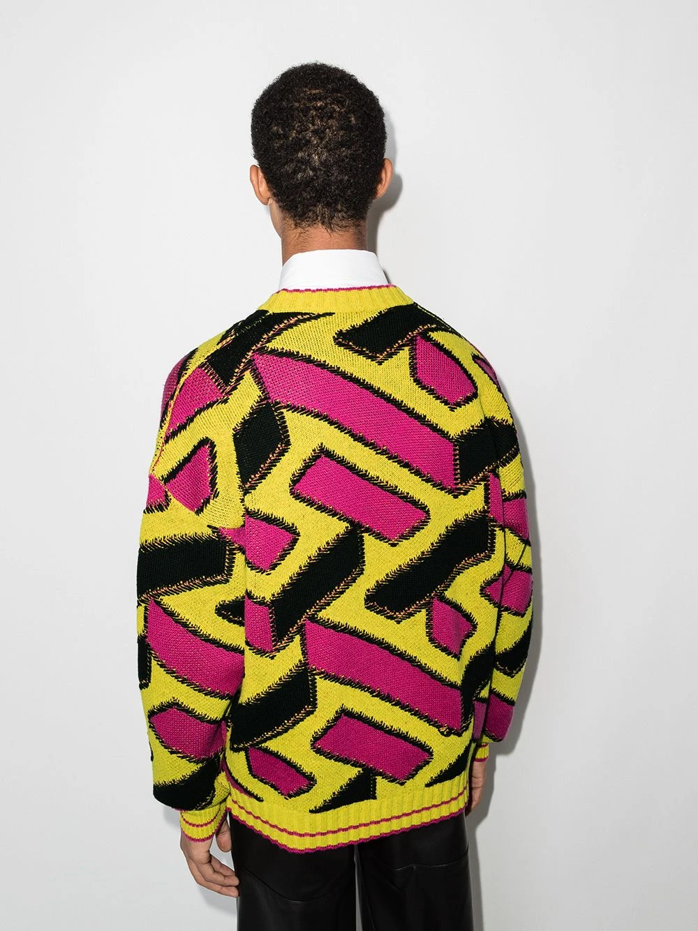 Prix Légers Versace Pull La Greca en maille jacquard pulls homme 5 Versace pull La Greca en maille jacquard