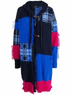 Versace manteau en maille à design patchwork