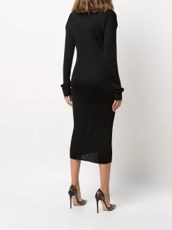 Versace robe boutonnée en maille nervurée