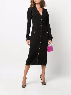 Versace robe boutonnée en maille nervurée