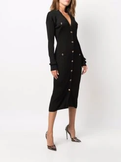 Versace robe boutonnée en maille nervurée