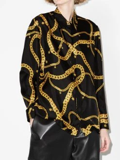 Versace chemise en soie à motif chaînes