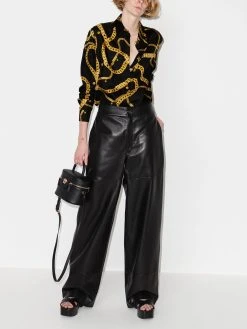 Versace chemise en soie à motif chaînes