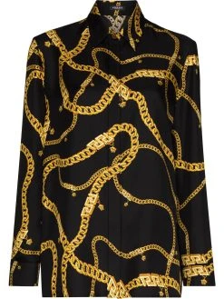 Versace chemise en soie à motif chaînes