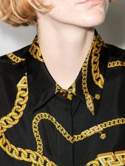 Versace chemise en soie à motif chaînes