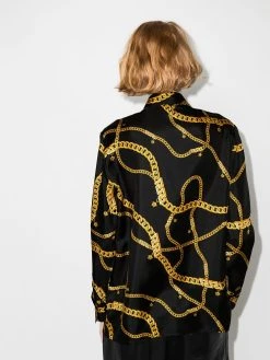 Versace chemise en soie à motif chaînes