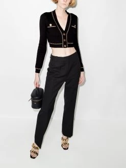 Versace cardigan crop à boutons logo