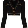 Versace cardigan crop à boutons logo
