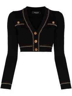 Versace cardigan crop à boutons logo