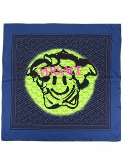 Versace foulard en soie Smiling Medusa à imprimé graffiti