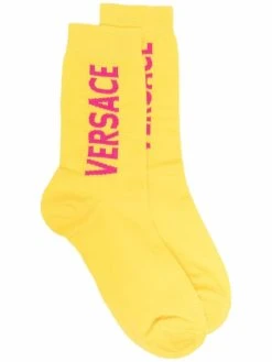 Versace chaussettes à logo en intarsia