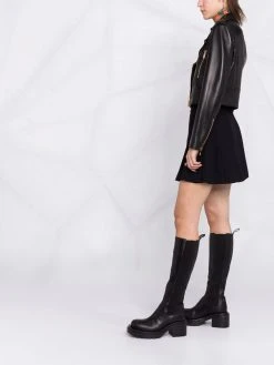 Versace Prix Réduit Veste de moto crop à doublure logo vestes de moto femme 11 Versace veste de moto crop à doublure logo