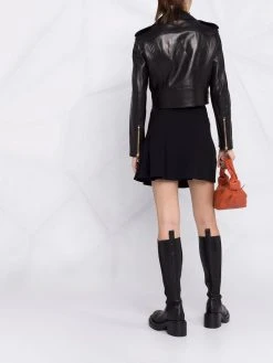 Versace Prix Réduit Veste de moto crop à doublure logo vestes de moto femme 13 Versace veste de moto crop à doublure logo