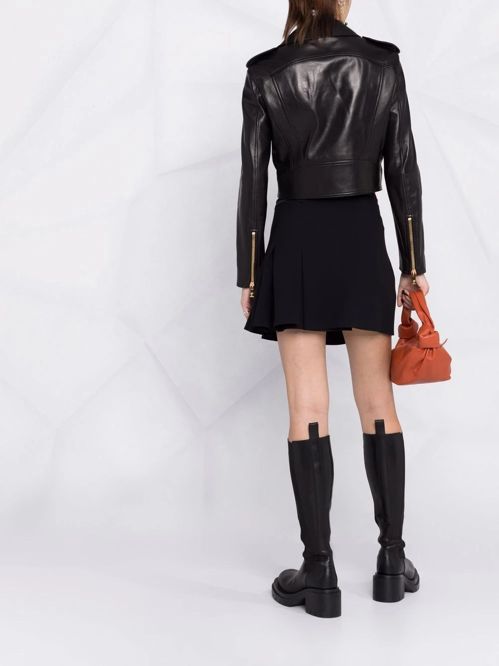 Versace Prix Réduit Veste de moto crop à doublure logo vestes de moto femme 8 Versace veste de moto crop à doublure logo