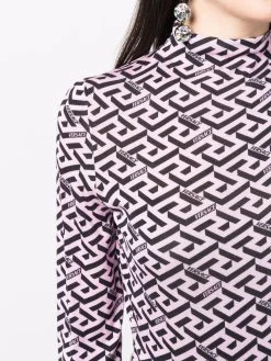 Versace haut en soie La Greca à manches longues
