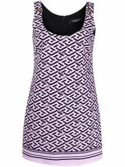 Versace robe courte Ă logo all-over