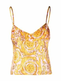Versace débardeur en soie à imprimé Barocco