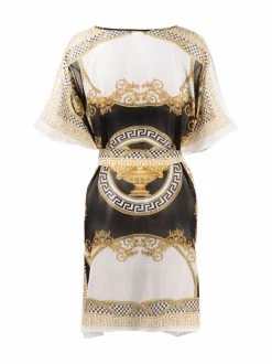 Versace robe en soie à imprimé Barocco