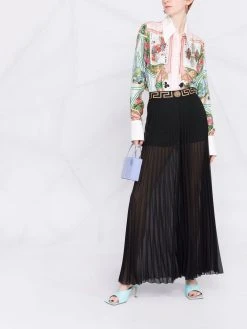 Versace pantalon plissé à taille Greca