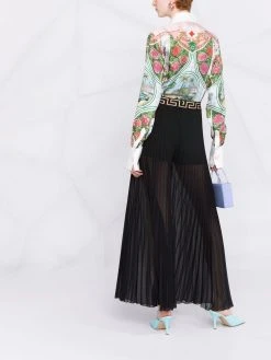 Versace pantalon plissé à taille Greca