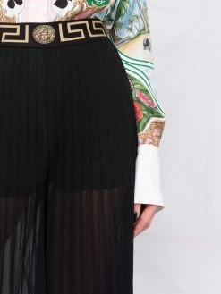Versace pantalon plissé à taille Greca
