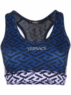 Versace brassière de sport colour block à imprimé Greca