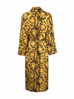 Versace robe de chambre en soie à imprimé Barocco