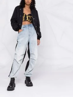 Versace brassière en soie à imprimé graphique