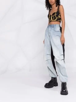 Versace brassière en soie à imprimé graphique