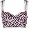Versace haut crop en soie à logo imprimé