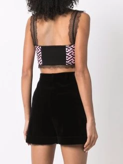 Discount En Ligne Versace Haut crop en soie à logo imprimé débardeurs femme 10 Versace haut crop en soie à logo imprimé