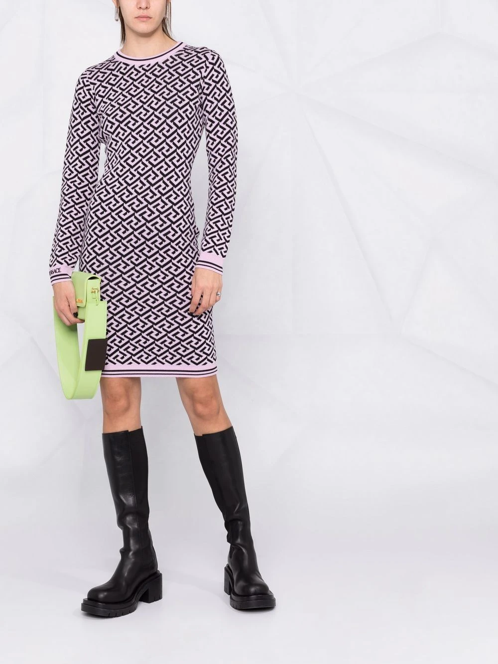 Qualité Supérieure Versace Robe La Greca mi longue robes de jour femme 4 Versace robe La Greca mi-longue