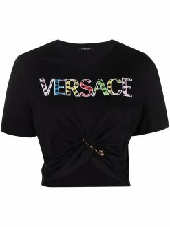 Versace t-shirt à détail d'épingle