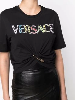 Versace t-shirt à détail d'épingle