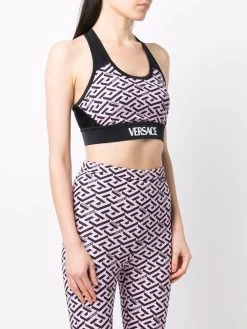 Versace haut crop à imprimé La Greca