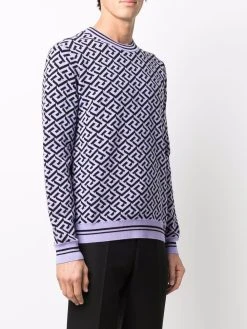 Versace pull Greca en maille intarsia