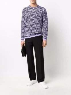 Versace pull Greca en maille intarsia