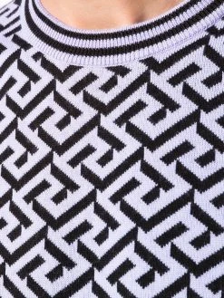 Versace pull Greca en maille intarsia