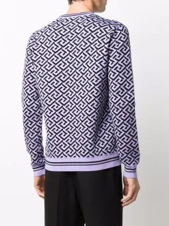 Versace pull Greca en maille intarsia