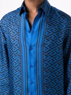 Versace chemise Greca en soie à logo imprimé