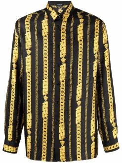 Versace chemise en soie à imprimé Greca