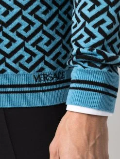 Versace pull Greca en maille intarsia